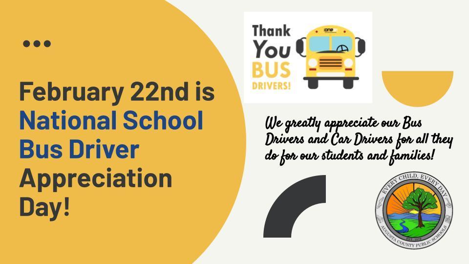 National School Bus Driver Appreciation Day Augusta County Public 